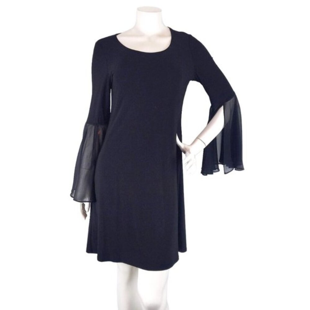Black Witchy Goth Dress with Chiffon Angel Flowy Sleeves